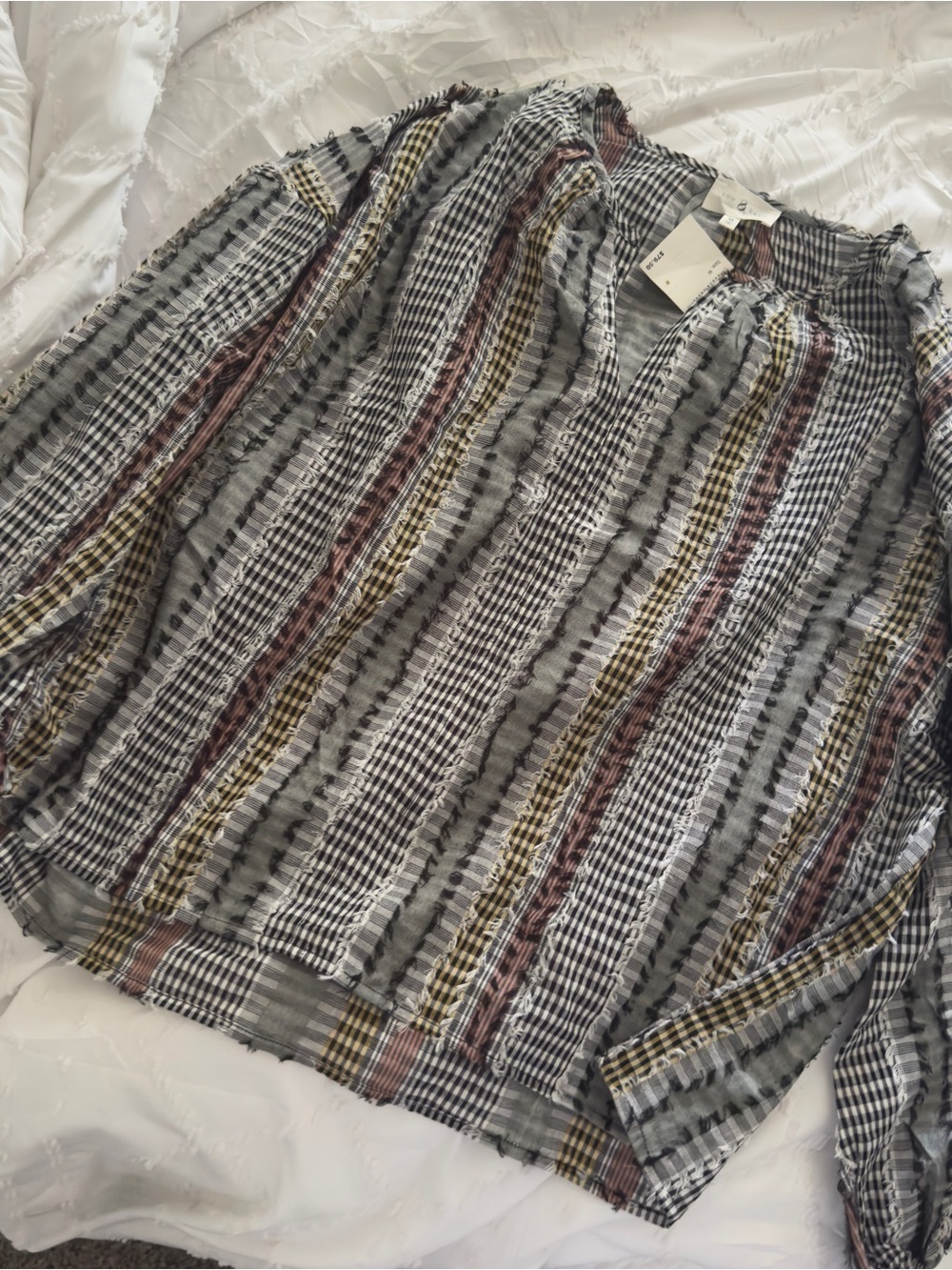 Woven Striped Long-Sleeve Women’s Skirt - Gray with Multicolor Stripes M